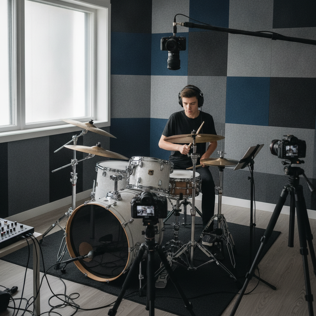 Session drum cover enregistrement dans le studio